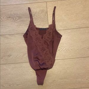Abercrombie Satin Lace Trim Mauve Bodysuit